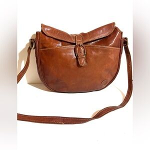 Marinelli Brown distressed Leather Crossbody Bag